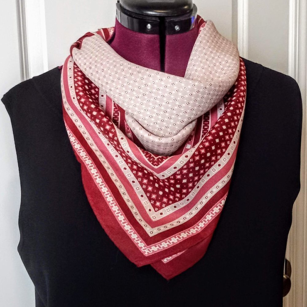Red Print Square Scarf